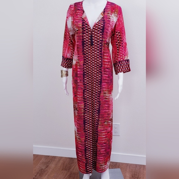 Oscar De La Renta Maxi Long Boho Tunic Sz M - Picture 3 of 8